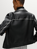 Faux Leather Studded Harrington Jacket