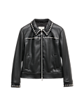 Faux Leather Studded Harrington Jacket