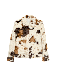 Faux Fur Cow Print Trucker Jacket