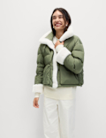 Feather & Down Padded Borg Trim Jacket