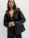 Faux Leather Animal Print Reversible Jacket