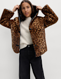 Faux Leather Animal Print Reversible Jacket