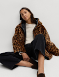 Faux Leather Animal Print Reversible Jacket