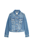 Cotton Lyocell Blend Denim Trucker Jacket