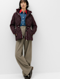 Feather & Down Diamond Quilted Hooded Jacket