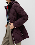 Feather & Down Diamond Quilted Hooded Jacket
