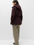 Feather & Down Diamond Quilted Hooded Jacket