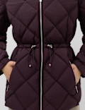 Feather & Down Diamond Quilted Hooded Jacket