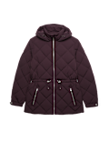 Feather & Down Diamond Quilted Hooded Jacket
