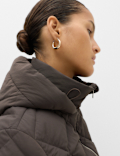 Feather & Down Diamond Quilted Hooded Jacket