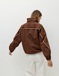 Contrast Piped Funnel Neck Windbreaker Jacket