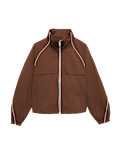Contrast Piped Funnel Neck Windbreaker Jacket