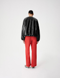 Faux Leather Bubble Hem Bomber Jacket