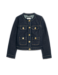 Denim Collarless Button Through Jacket