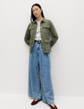 Denim Belted Collared Utility Shacket