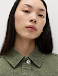 Denim Belted Collared Utility Shacket