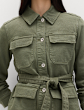 Denim Belted Collared Utility Shacket