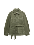 Denim Belted Collared Utility Shacket