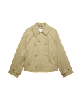 Cotton Rich Double Breasted Short Trench Coat