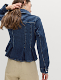Denim Peplum Collared Jacket