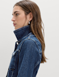 Denim Peplum Collared Jacket