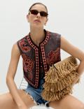 Embroidered Cropped Gilet