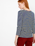 Ponte Striped Regular Fit 3/4 Sleeve Top