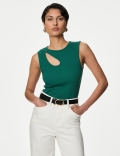 Cotton Rich Ribbed Cut Out Vest