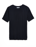 Jersey Plisse Relaxed Short Sleeve Top