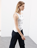 Cotton Rich Floral Embellished Vest