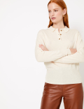 Knitted Wool Rich Polo Shirt with Cashmere