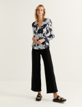 Floral V-Neck Long Sleeve Wrap Top