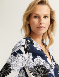 Floral V-Neck Long Sleeve Wrap Top