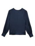 Pure Silk Round Neck Blouson Sleeve Blouse