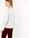 Geometric Print Blouson Sleeve Shell Top