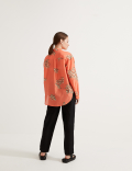 Silk Blend Floral Collared Shirt