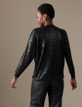 Sequin Round Neck Sweatshirt