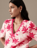 Cupro Rich Printed V-Neck Blouse