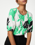 Printed Round Neck Blouse