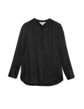 Satin Plisse Notch Neck Blouse