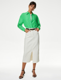 Silk Blend Collared Relaxed Shirt