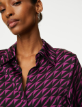 Satin Printed Blouson Sleeve Shirt