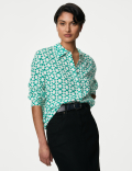 Cupro Rich Printed Collared Shirt