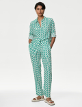 Cupro Rich Printed Collared Shirt