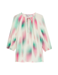 Cupro Rich Printed Tie Neck Blouse