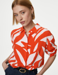 Cupro Rich Printed Collared Shirt