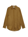 Modal Blend Satin Collared Relaxed Shirt