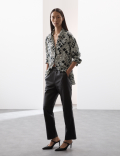 Cupro Rich Printed Collared Shirt