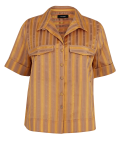 Cotton Blend Striped Cropped Boxy Shirt