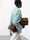 Pure Cotton Striped Collared Relaxed Shirt